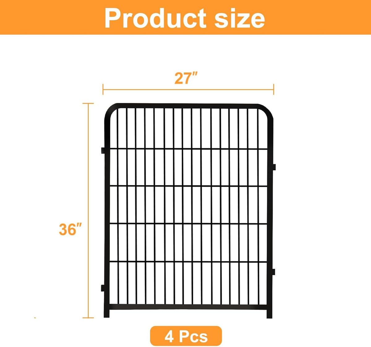 Garden Fencing 36 Inch High, 4 Panels Total 8.9 Ft(L) Dog Fence Outdoor for Yard, 4 One-Sided