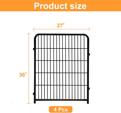Garden Fencing 36 Inch High, 4 Panels Total 8.9 Ft(L) Dog Fence Outdoor for Yard, 4 One-Sided