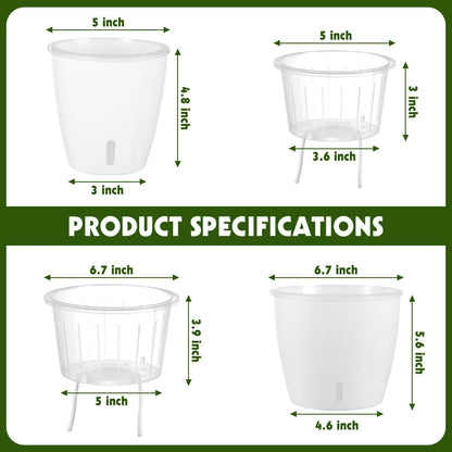 Self Watering Pots for Indoor Plants, 6-Pack 5'' Self Watering Planter with Drainage Holes, Small