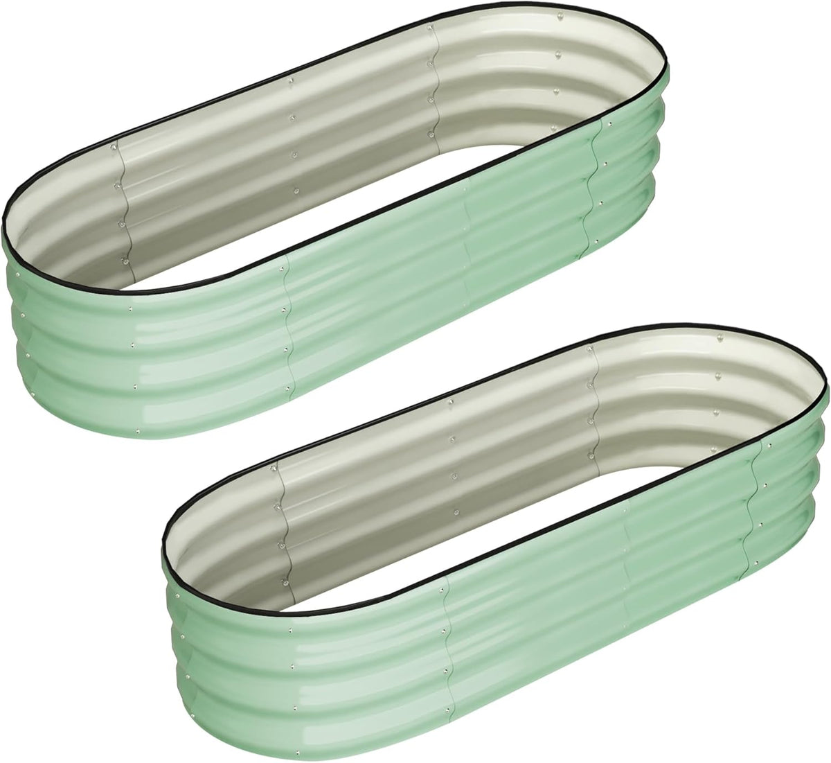 2 Pcs 4.5x2x1ft Oval Raised Garden Bed, Galvanized Raised Beds,Open-Ended Base Metal Raised Planter