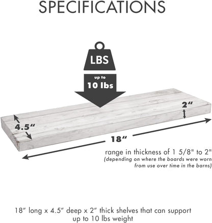 Urban Legacy Reclaimed Barnwood Planks | Floating Shelves for Wall w/Flush Mount Shelf Bracket Set