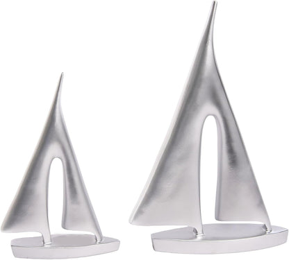Modern Sculptures Home Decor, Silver Sailboat Decor Ornament, Boat Decorations Statue Decor, Art