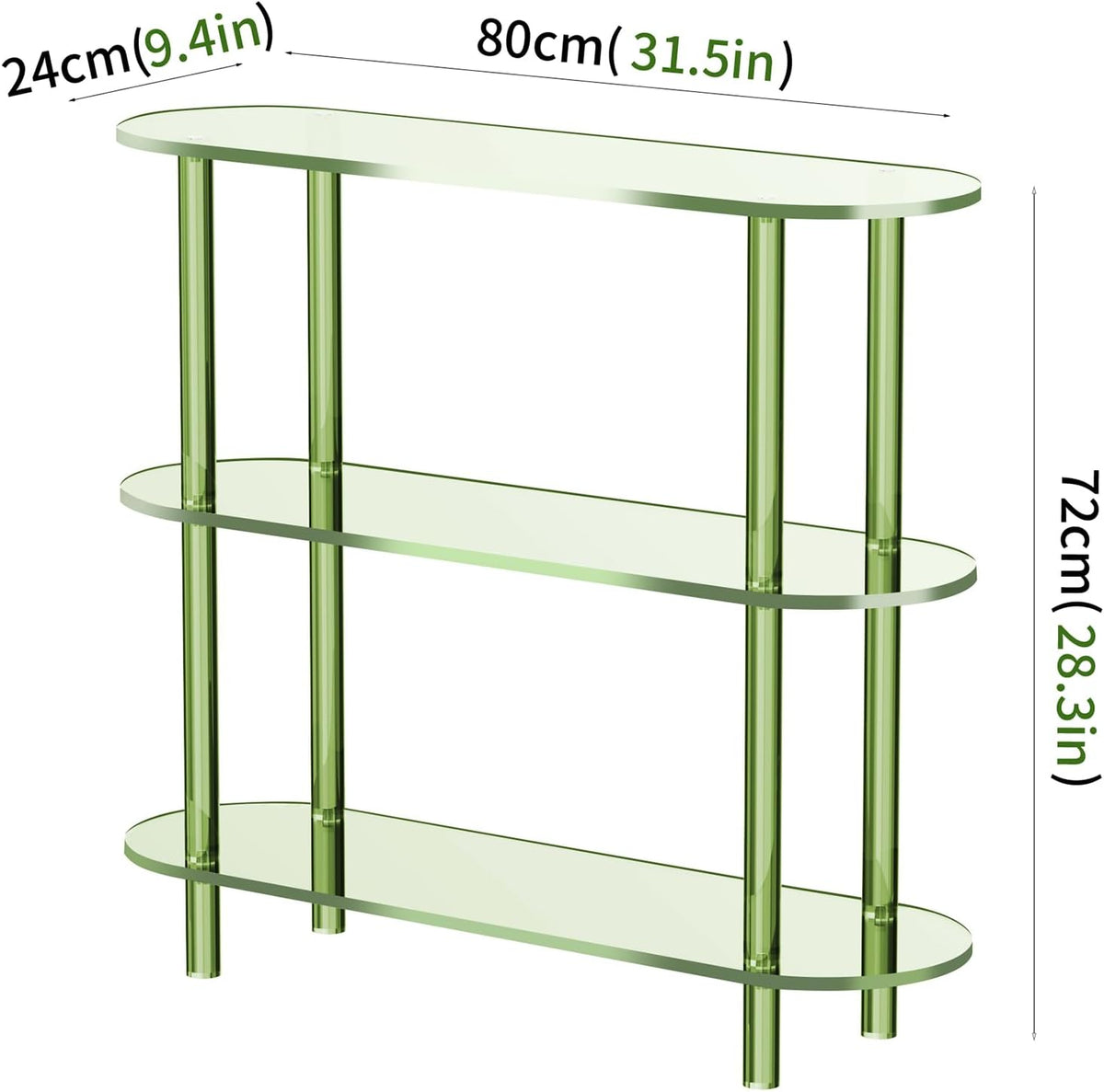 Clear Bookshelf, Acrylic Bookcase with Open Book Shelf Console Table for Entryway Office (3 Tier
