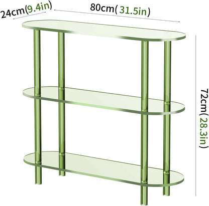 Clear Bookshelf, Acrylic Bookcase with Open Book Shelf Console Table for Entryway Office (3 Tier
