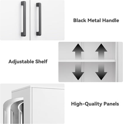 Wall Cabinet,Lockable Storage Cabinets with Adjustable Shelf,Locking Wall Storage Cabinet with