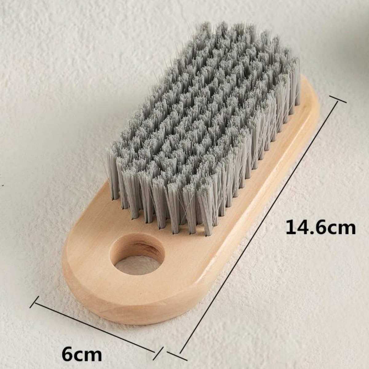 2PCS Wood Laundry Brush, Long Handle Clothing Stain Remover Scrubber, Soft Bristle for Scrubbing