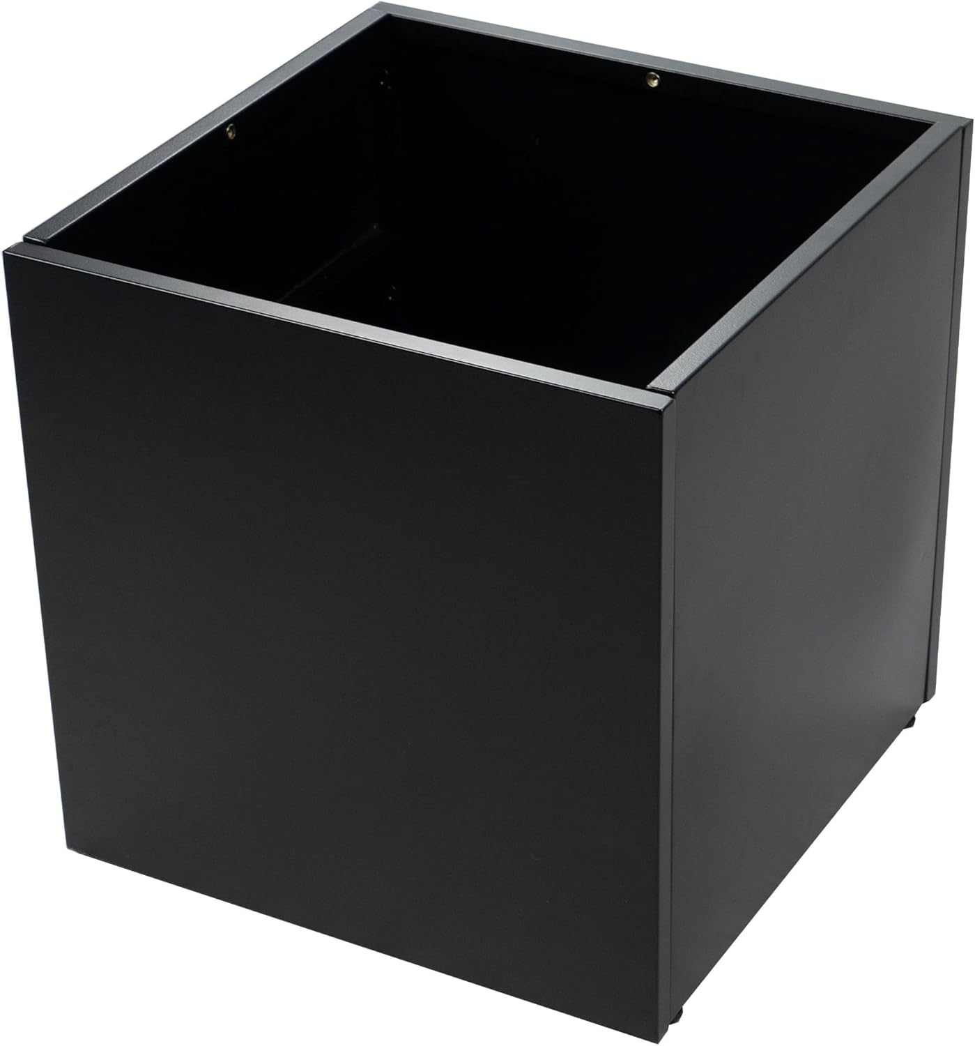 Kozyard 20'' Cube Metal Planter Steel Planter Box Black Steel Flower Pot with Saucer Partition