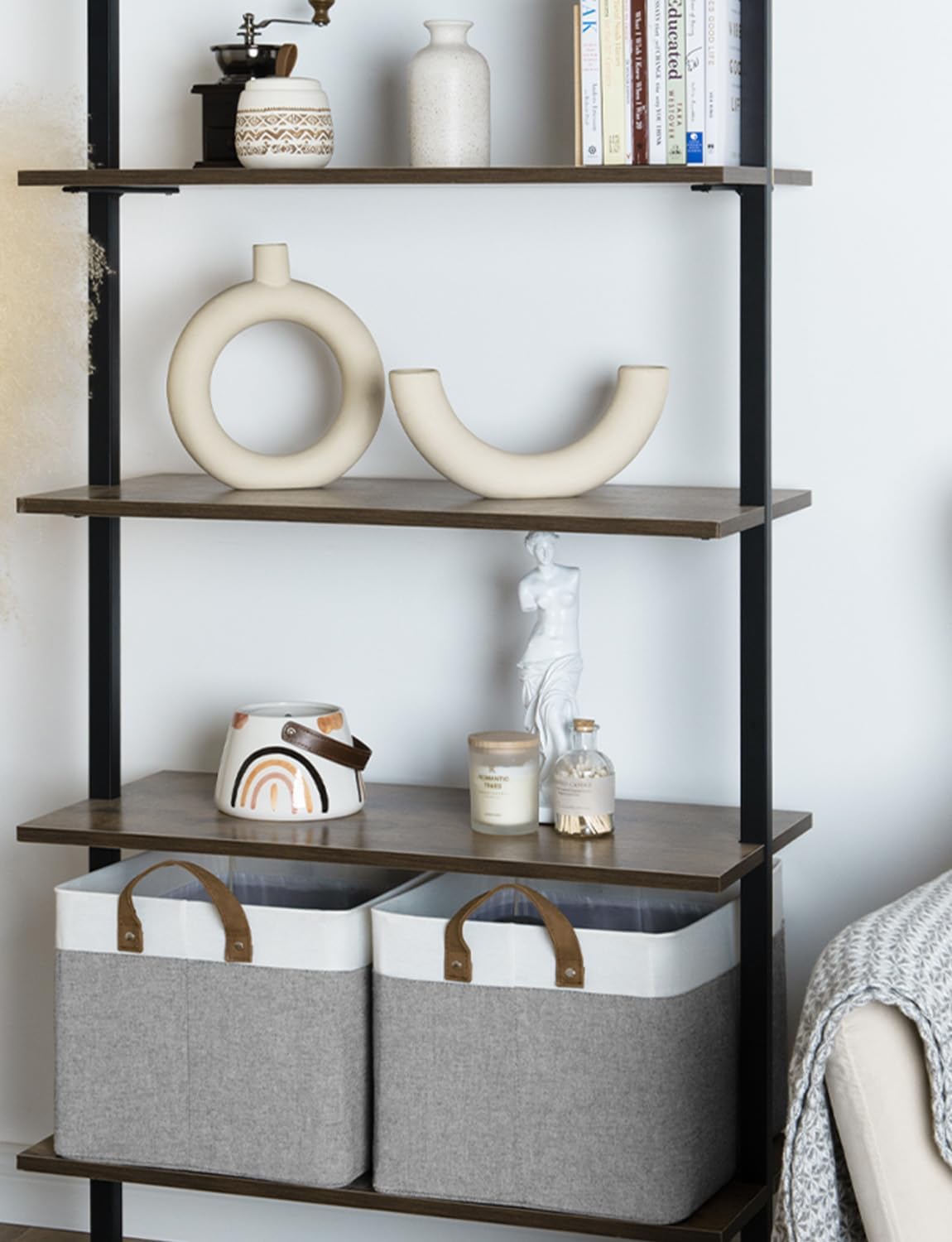 StorageWorks Storage Bins, Fabric Storage Bins for Shelves, Large Storage Baskets with Metal Frame