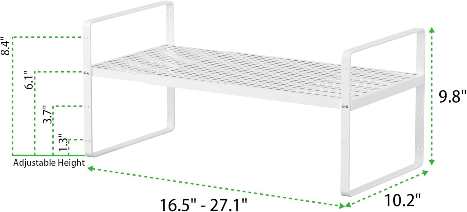 Expandable Cabinet Storage Shelf Stackable Organizer Rack for Kitchen Bathroom Pantry Spice