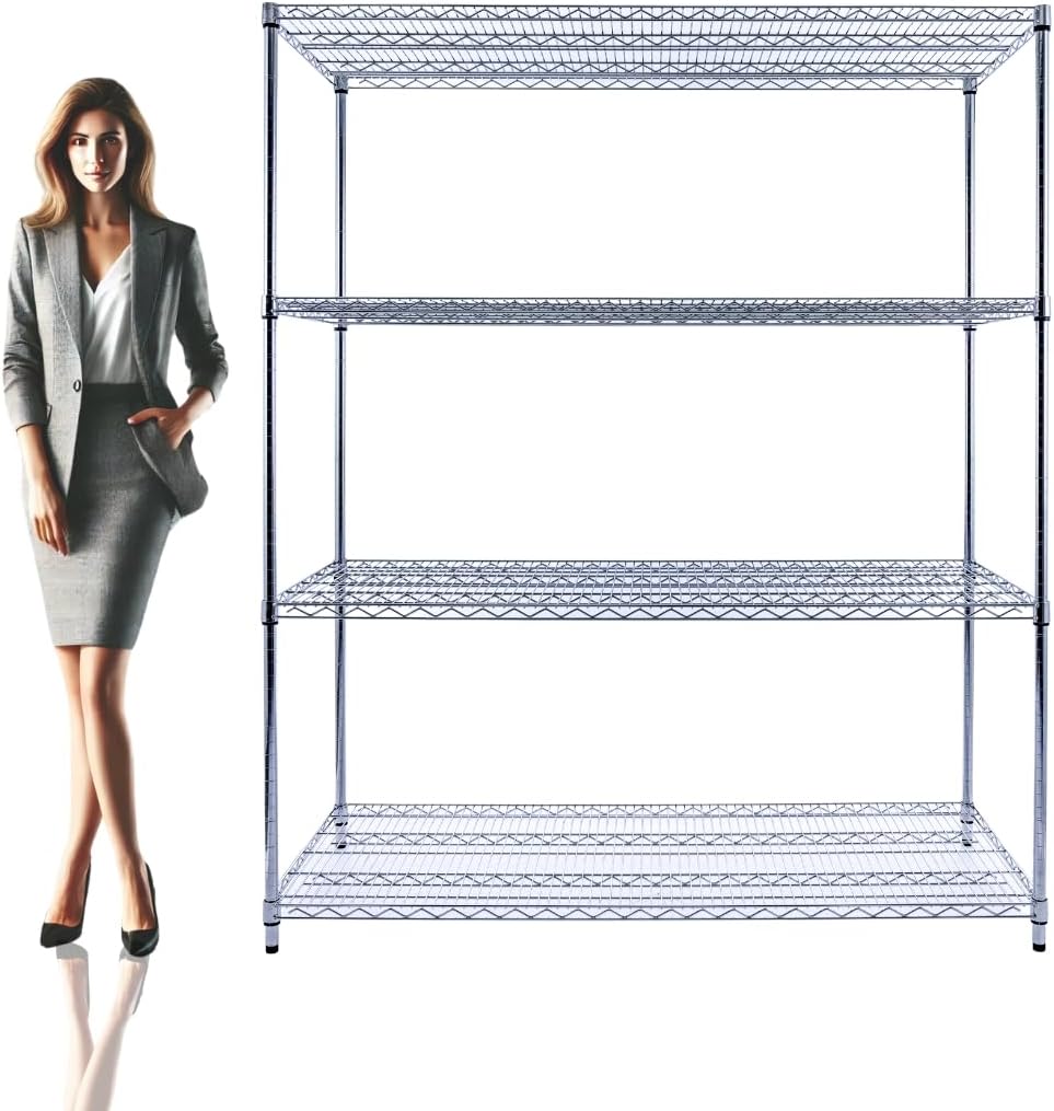 60"x24"x72" PREMIUM METAL STEEL 4-Tier Wire Shelving NSF 3200 LBS MAX Capacity Heavy Duty Storage