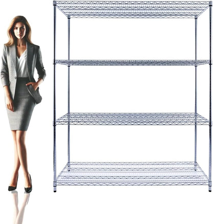 60"x24"x72" PREMIUM METAL STEEL 4-Tier Wire Shelving NSF 3200 LBS MAX Capacity Heavy Duty Storage