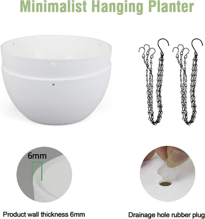 12 inch Large Hanging Planters for Indoor Outdoor Plants, 2 Pack Hanging Flower Pots with Drainage