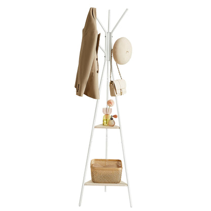 VASAGLE Coat Rack Freestanding, Hall Tree with 2 Shelves