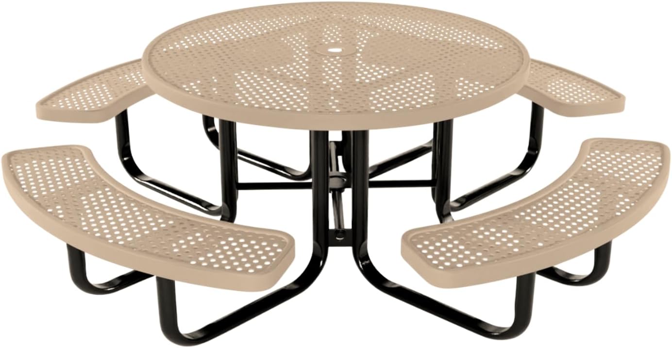 Coated Outdoor Furniture Heavy-Duty Portable Outdoor Kids Table with Umbrella Hole, Punched Steel