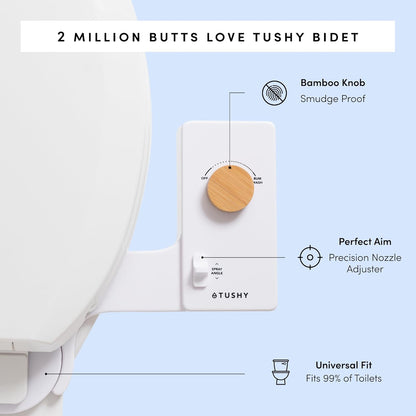 TUSHY Classic 3.0 Bidet Toilet Seat Attachment - A Non-Electric Self Cleaning Water Sprayer with