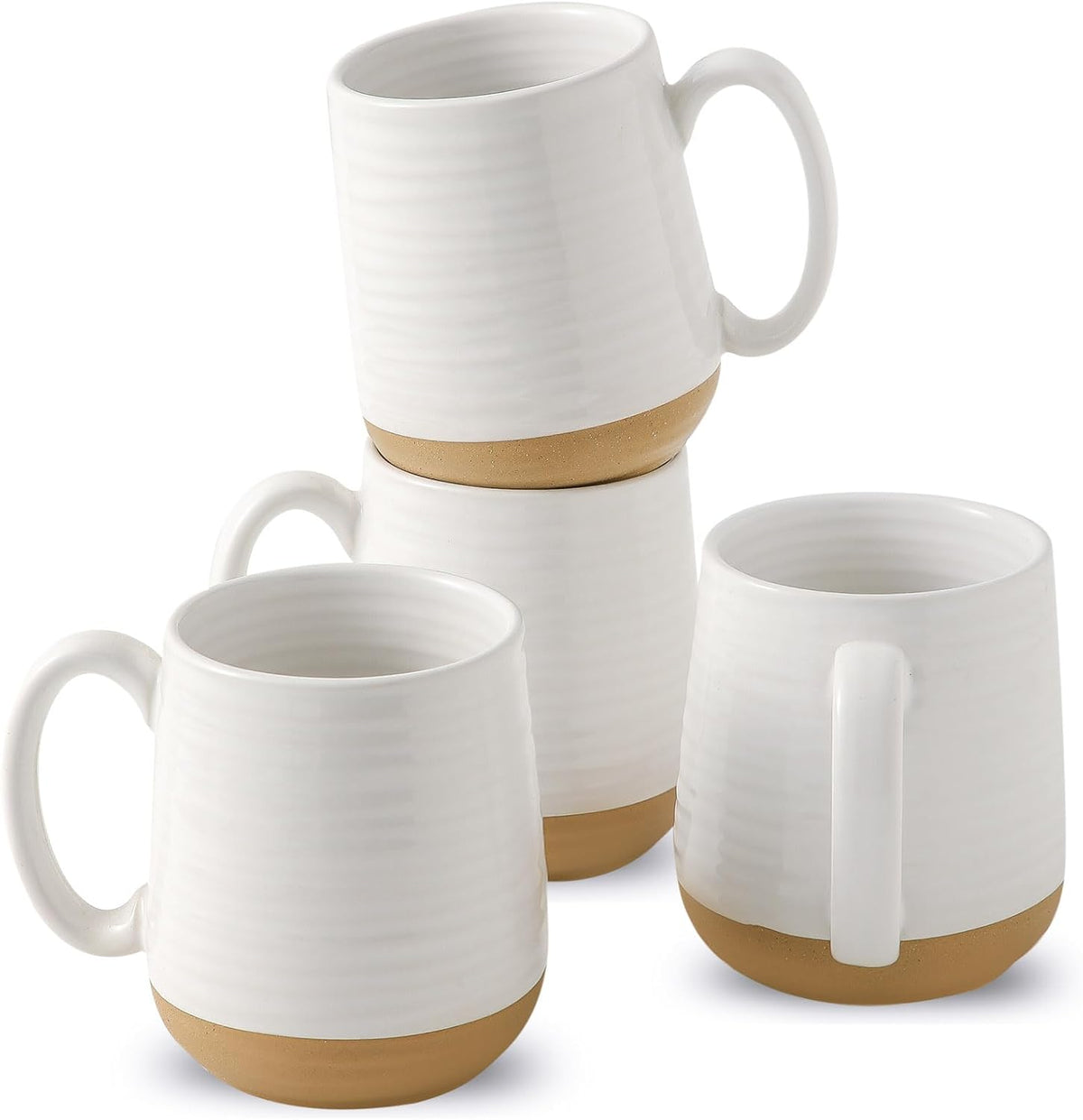 Large Ceramic Coffee Mugs Set - 15 OZ Porcelain Coffee Latte Cups Set of 4 with Handle Perfect for