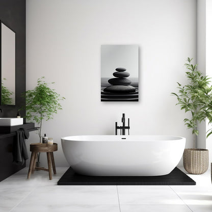 DOARTDO Zen Stone Canvas Wall Art Black and White Spa Stones Picture Print Modern Meditation Spirit