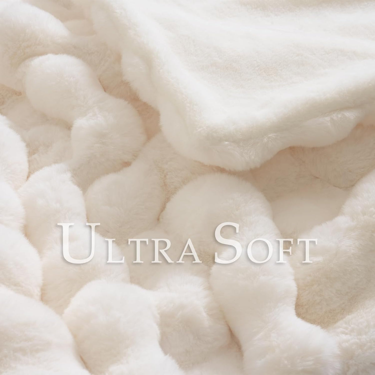 BENVWE Faux Fur Throw Blanket for Couch - Cozy Plush Fluffy Soft Thick Bubble Blanket for Living