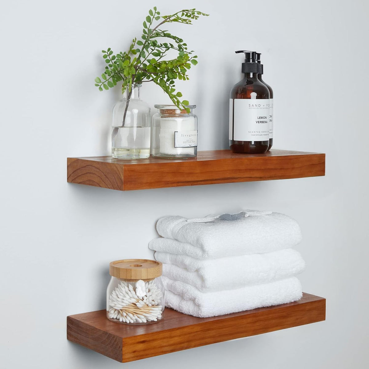 Homeforia 18 inch Floating Shelf Oak, High End Solid Real Wood 18inch Long Floating Shelves for