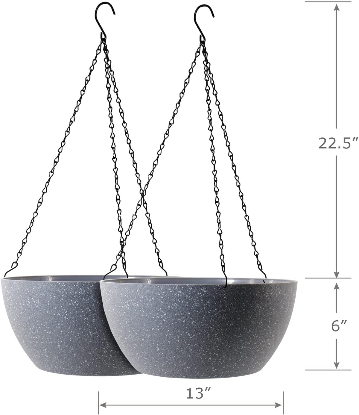 13 inch Large Hanging Planters Plant Pots for Outdoor Indoor Plants with Drainage Holes and Chain