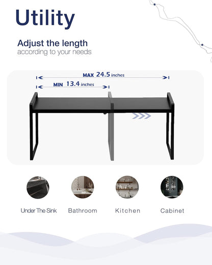 Nxconsu Expandable Cabinet Shelf Organizer Riser for Kitchen Pantry Cupboard Under Sink Countertop