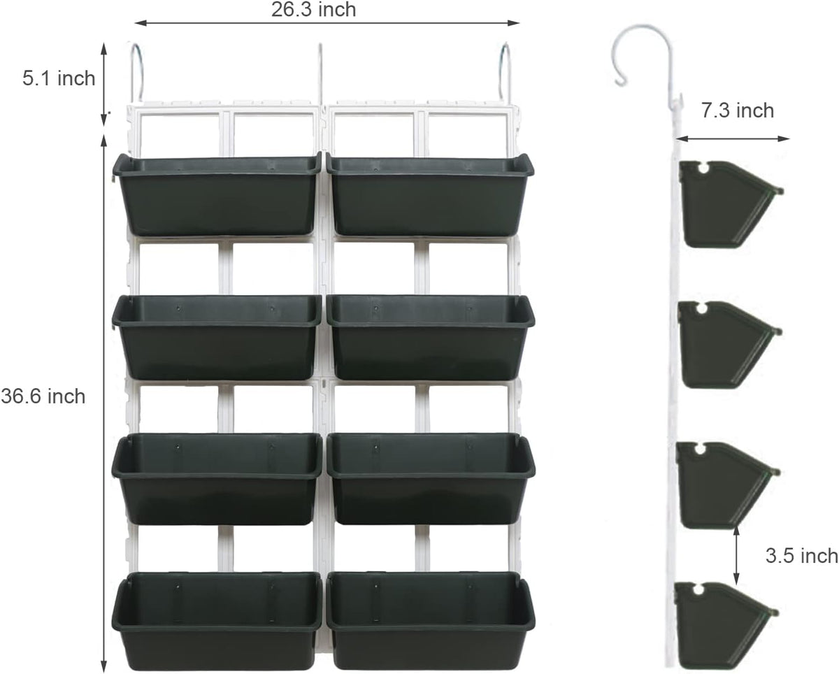 8 Pockets Vertical Planters,Wall Mounted Plastic Plant Grow Pots,Wall Pocket Planters for