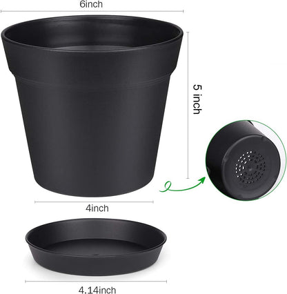 homenote Pots for Plants, 15 Pack 6 Inch Plastic Planters with Multiple Drainage Holes and
