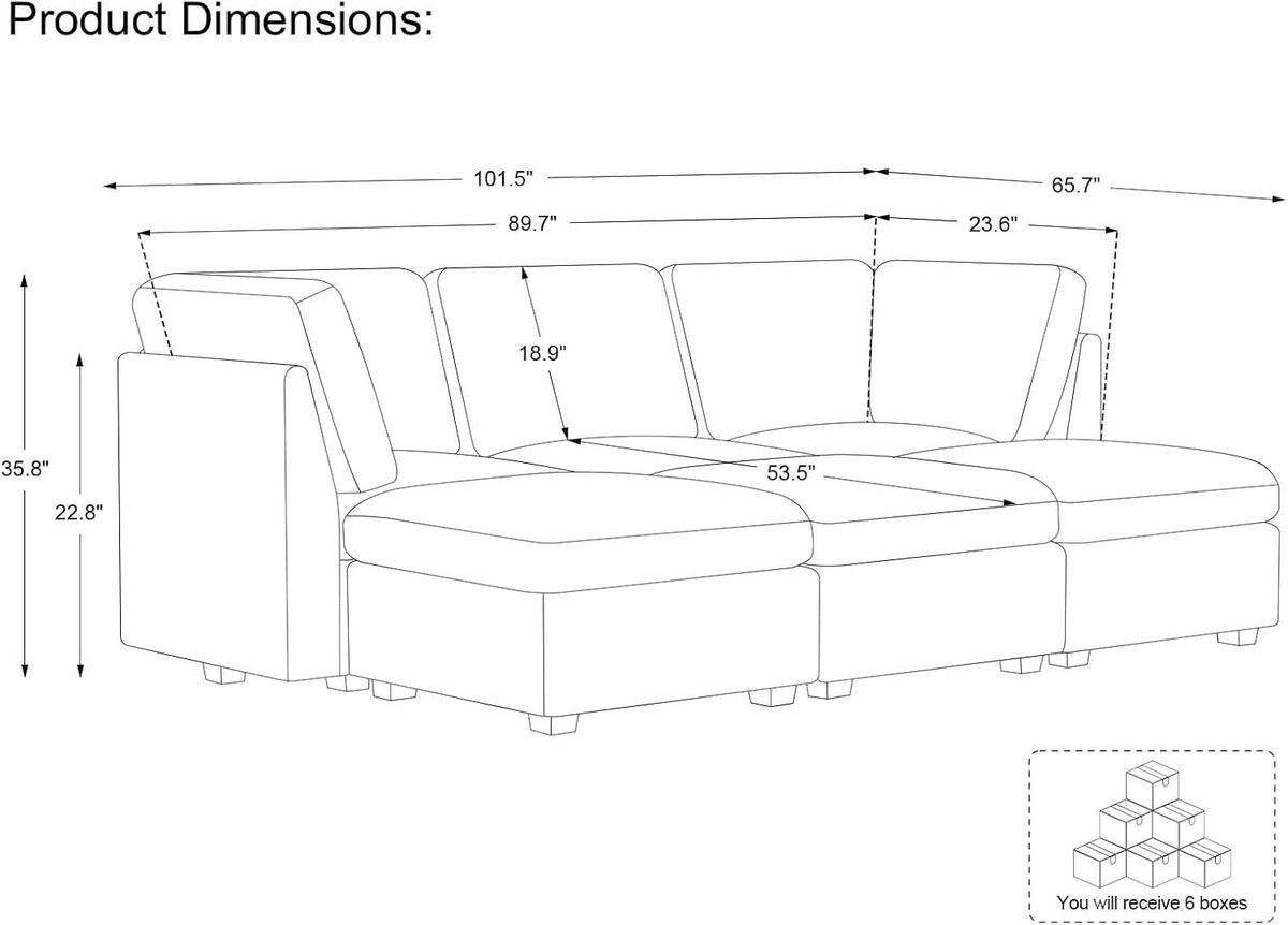Belffin Modular Sectional Sofa with Sleeper Sofa, Oversized Cloud Couch with Extra Deep Seat