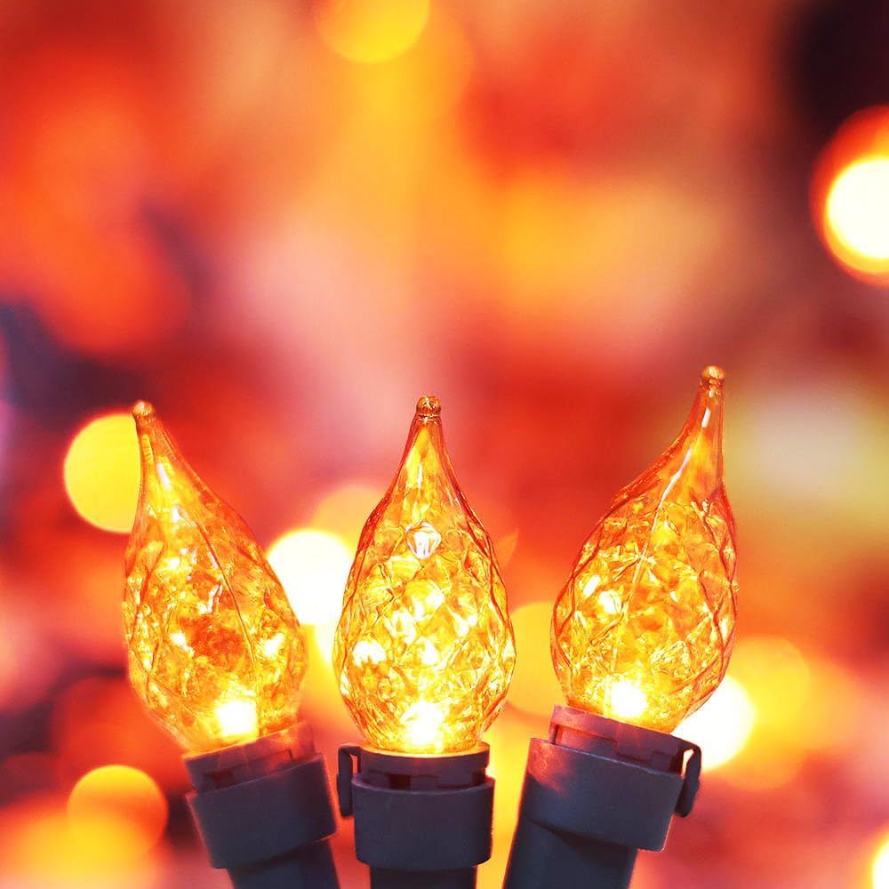 Orange Halloween Lights 70 LED C5 Christmas Lights for Indoor and Outdoor use, Plug -in String