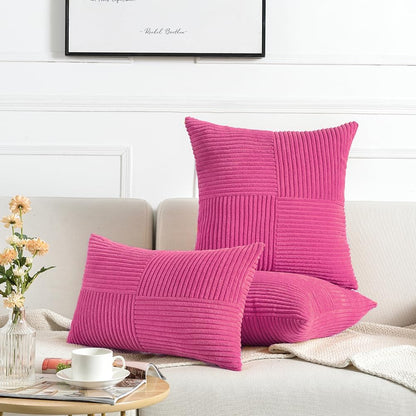 Fancy Homi 2 Packs Hot Pink Decorative Throw Pillow Covers 22x22 Inch for Living Room Couch Bed