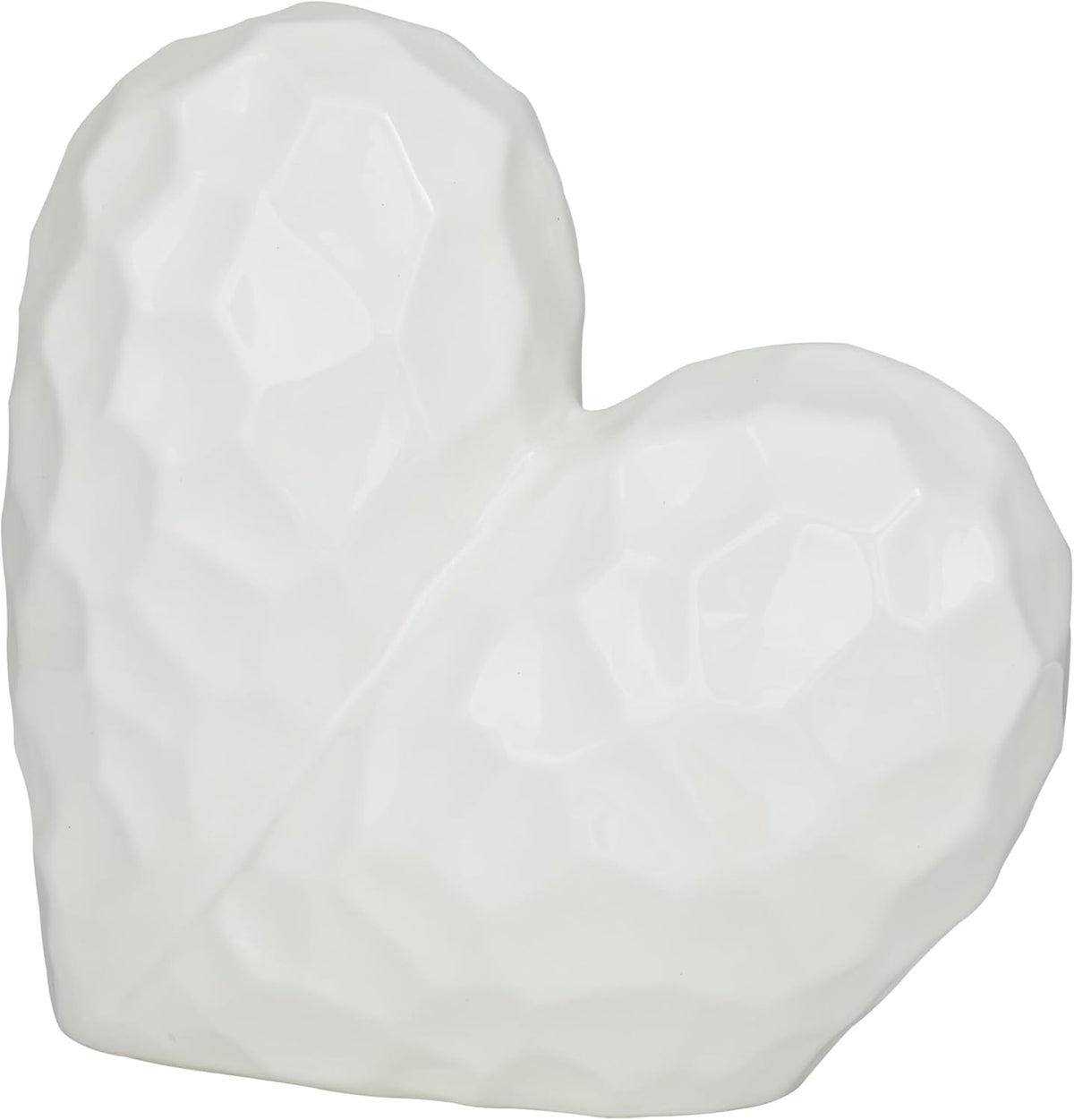 Deco 79 Porcelain Ceramic Heart Decorative Sculpture Dimensional Angled Origami Inspired Home Decor
