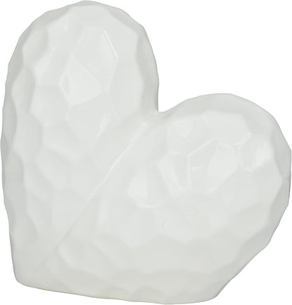 Deco 79 Porcelain Ceramic Heart Decorative Sculpture Dimensional Angled Origami Inspired Home Decor