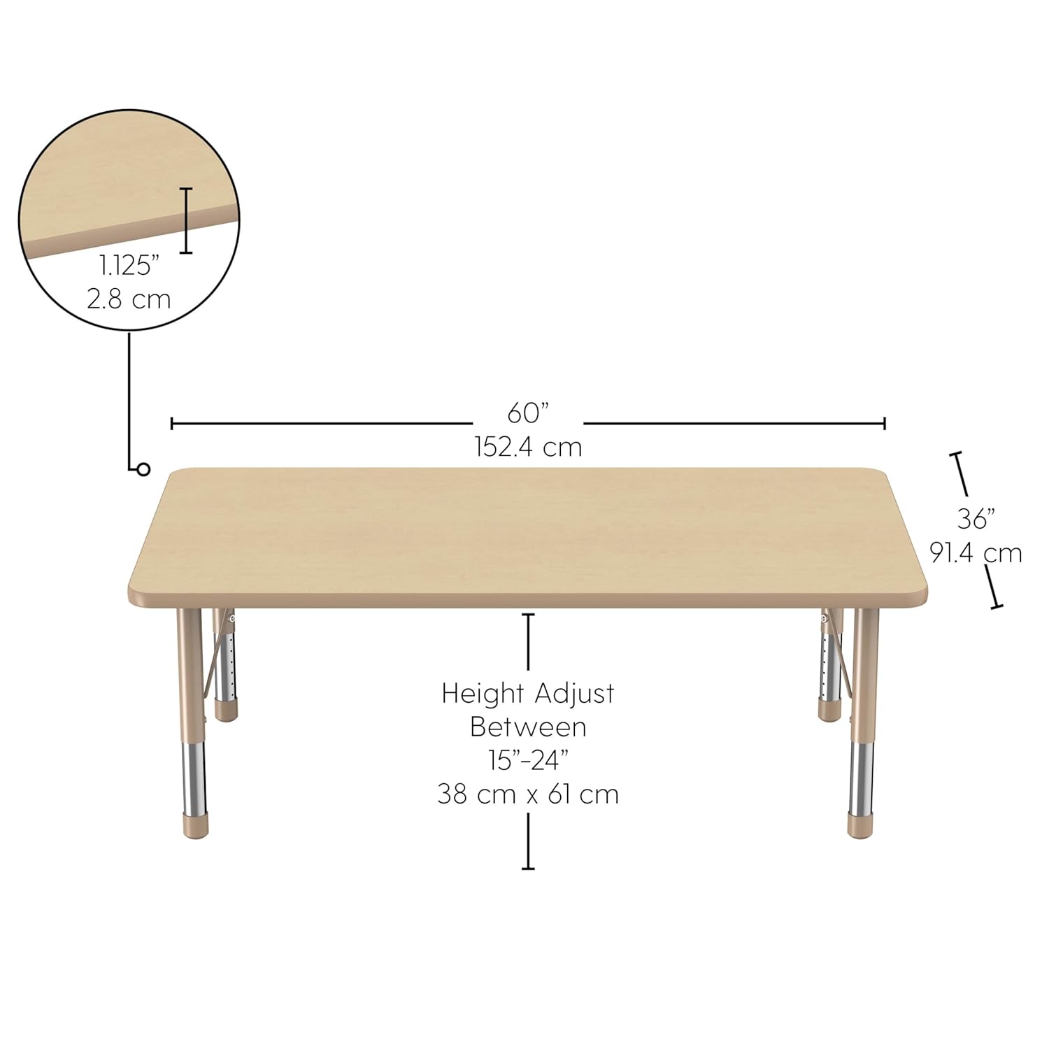 Factory Direct Partners FDP Rectangle Activity School and Classroom Kids Table (36 x 60 inch)