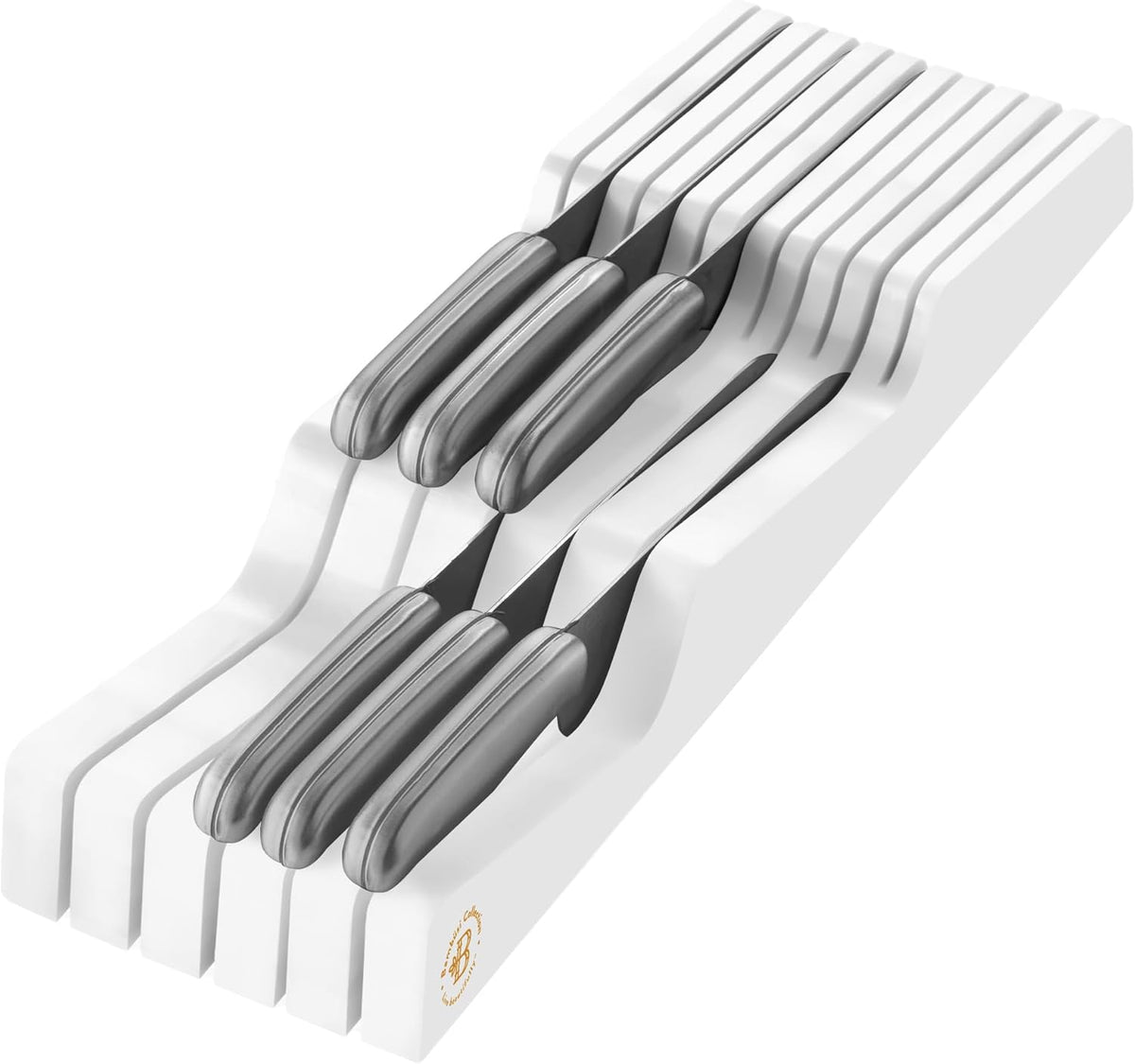 In-Drawer Knife Block Organizer - Bamboo Wood Drawer Knife Organizer - Holds 5 Long + 6 Short