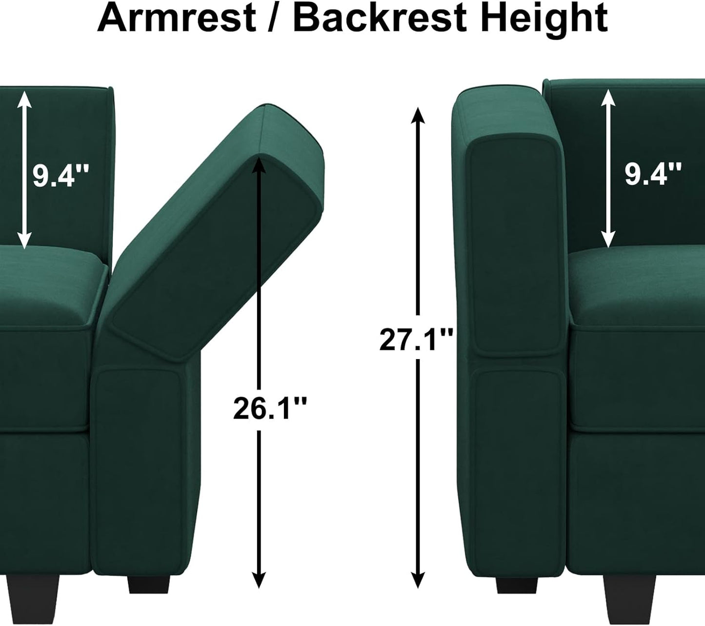 Belffin Modular Sectional Couch U Shaped Sofa with Storage Seat Reversible Sectional Sofa Couch