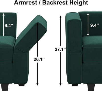 Belffin Modular Sectional Couch U Shaped Sofa with Storage Seat Reversible Sectional Sofa Couch