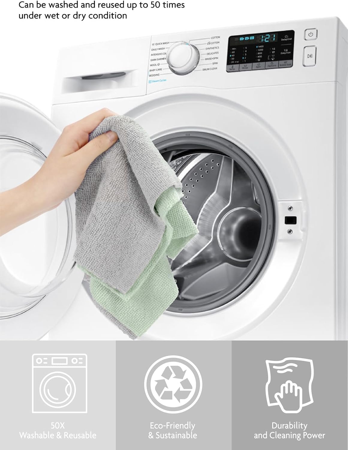 Fantasticlean Microfiber Cleaning Cloth Roll -75 Pack, Tear Away Microfiber Towels, 12" x 12"