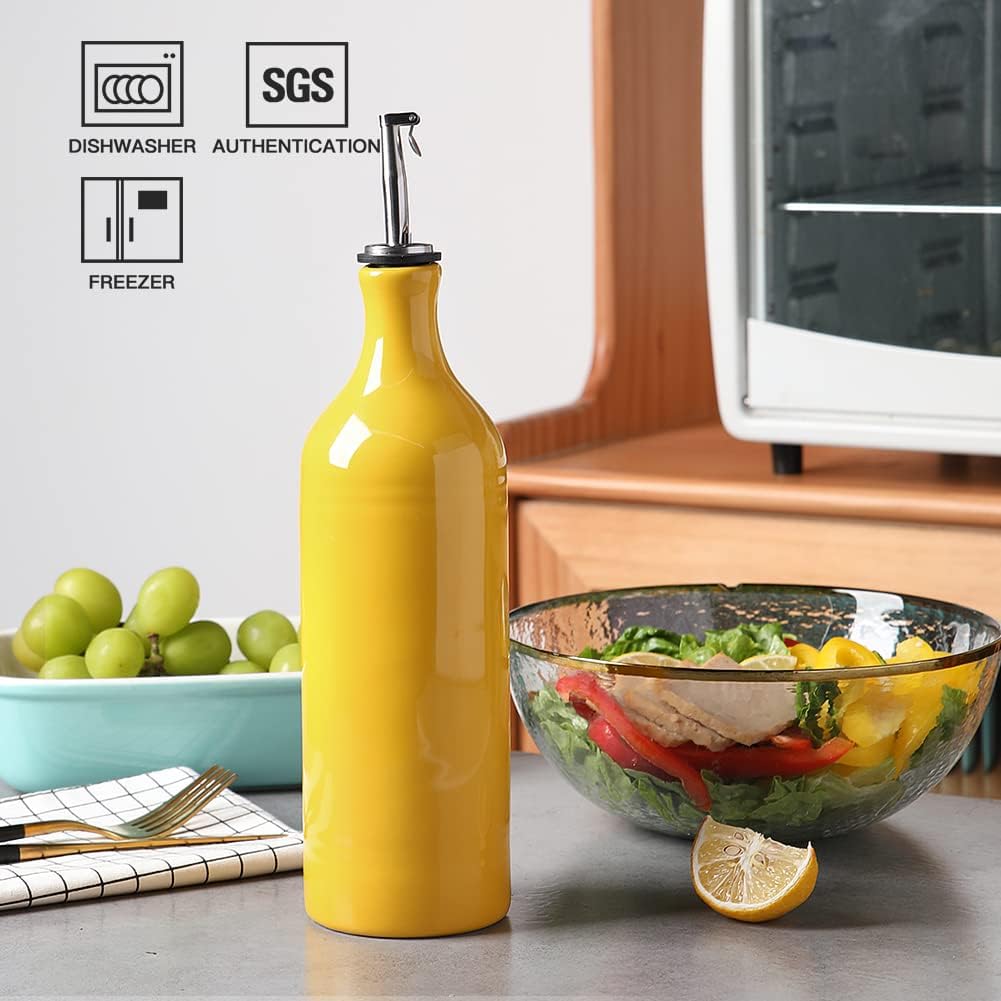 Sweejar Large Ceramic Olive Oil Dispenser Bottle, Opaque Oil Cruet Protects Oil to Reduce