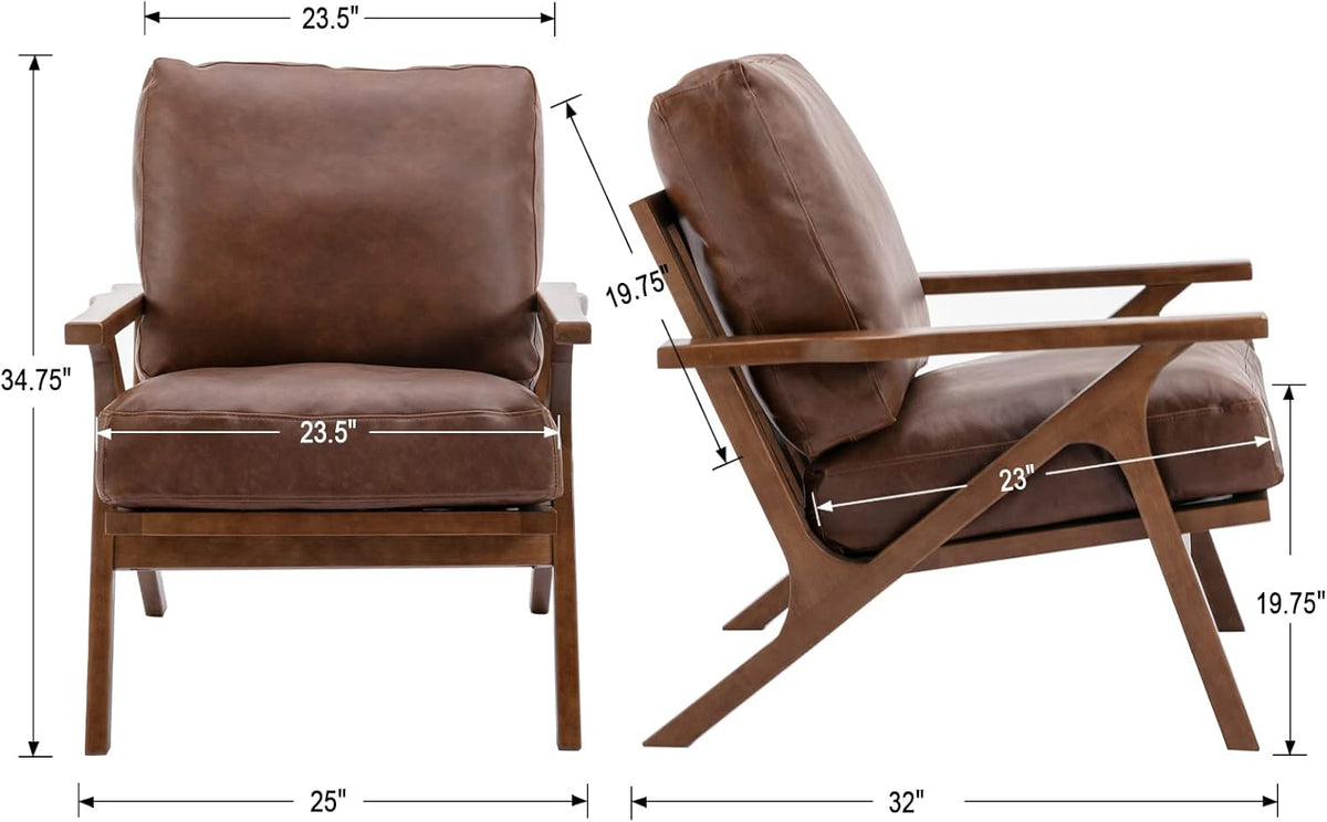 chairus Leather Accent Chairs Mid Century Modern Armchairs Compfy Upholstered Lounge Sofa Chairs
