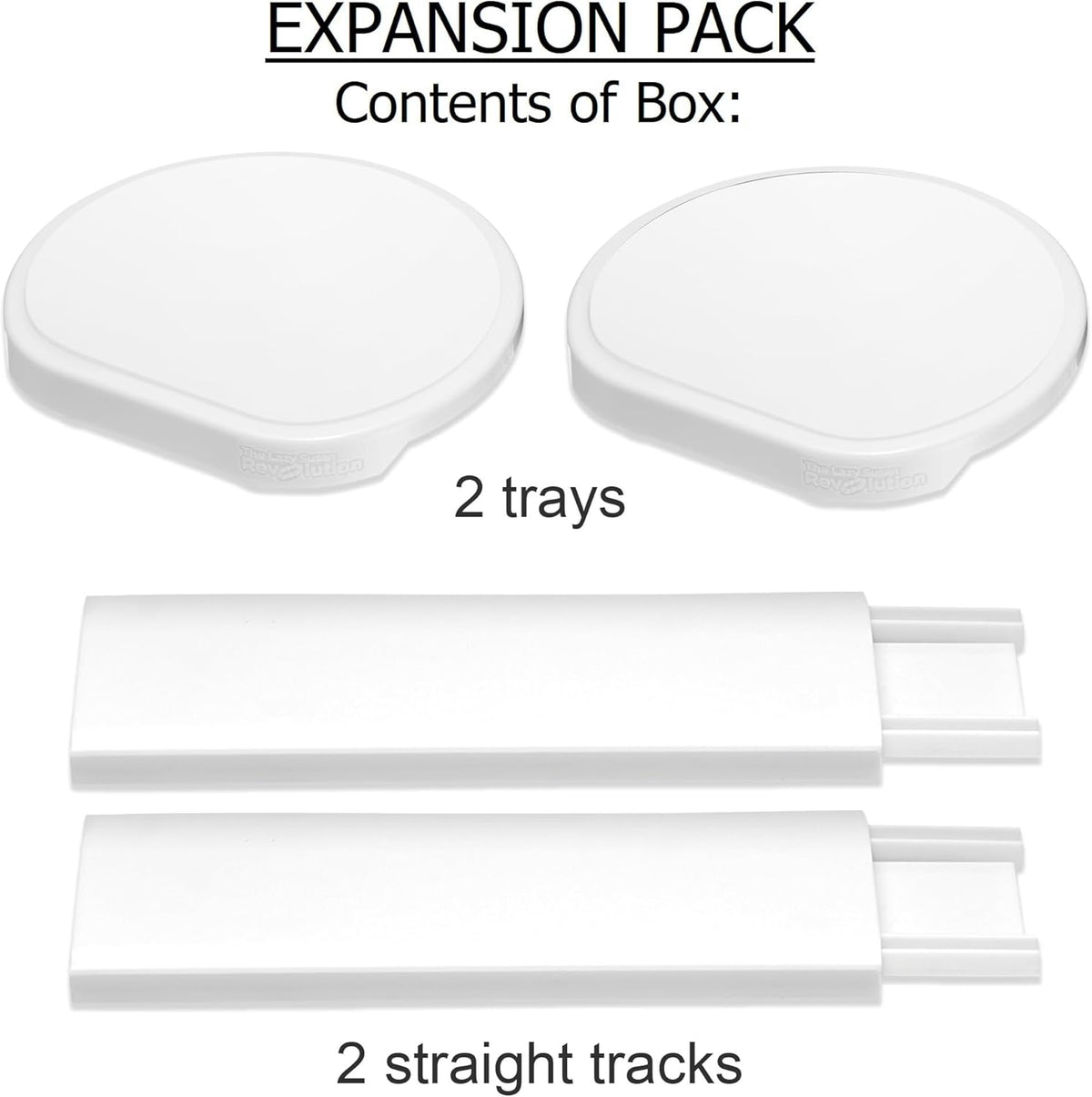 Expansion Pack - White - 2 Straight Tracks and 2 Trays. Does not Work Without the Lazy Susan