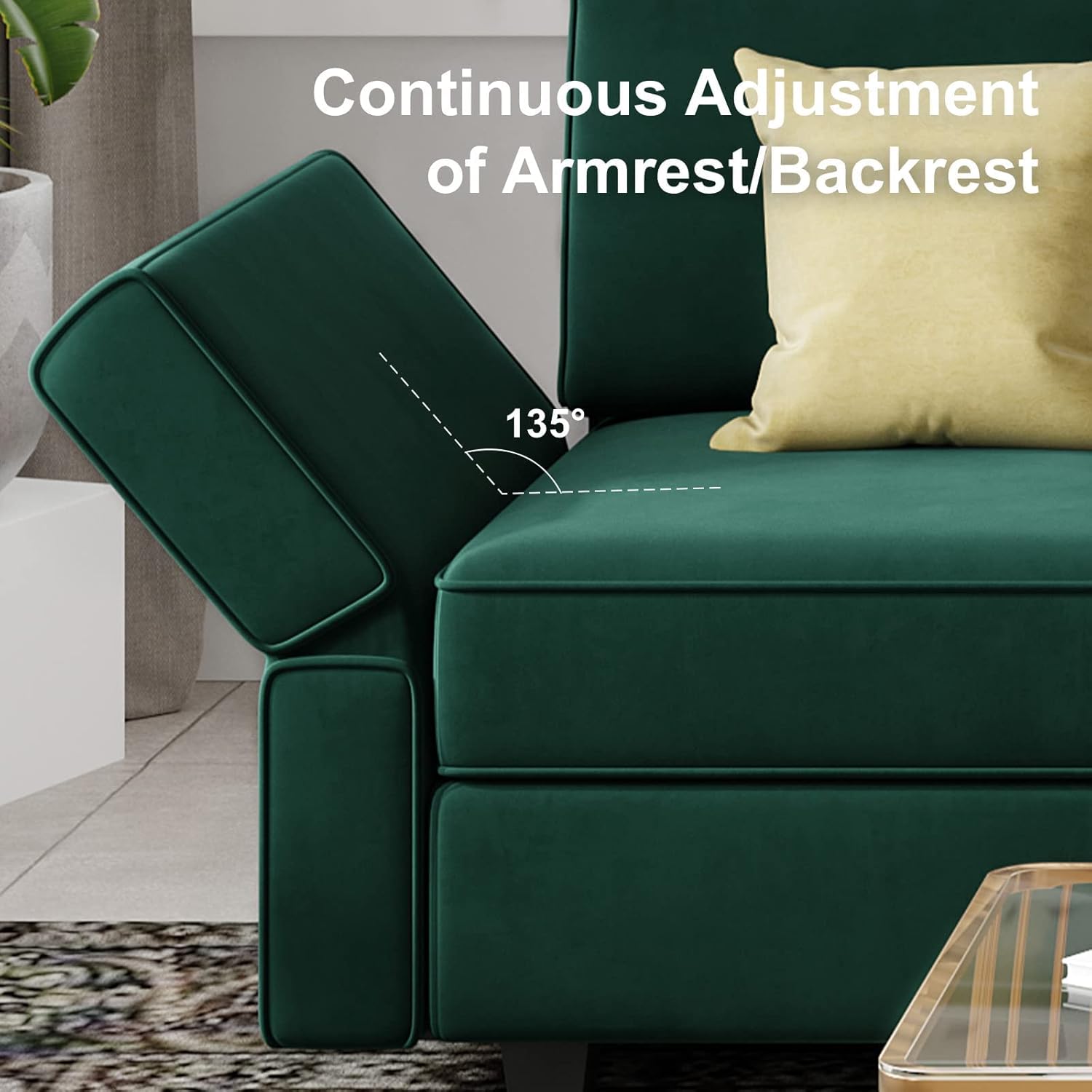 Belffin Modular Sectional Sofa Oversized U Shaped Sectional Couch with Reversible Chaise Velvet