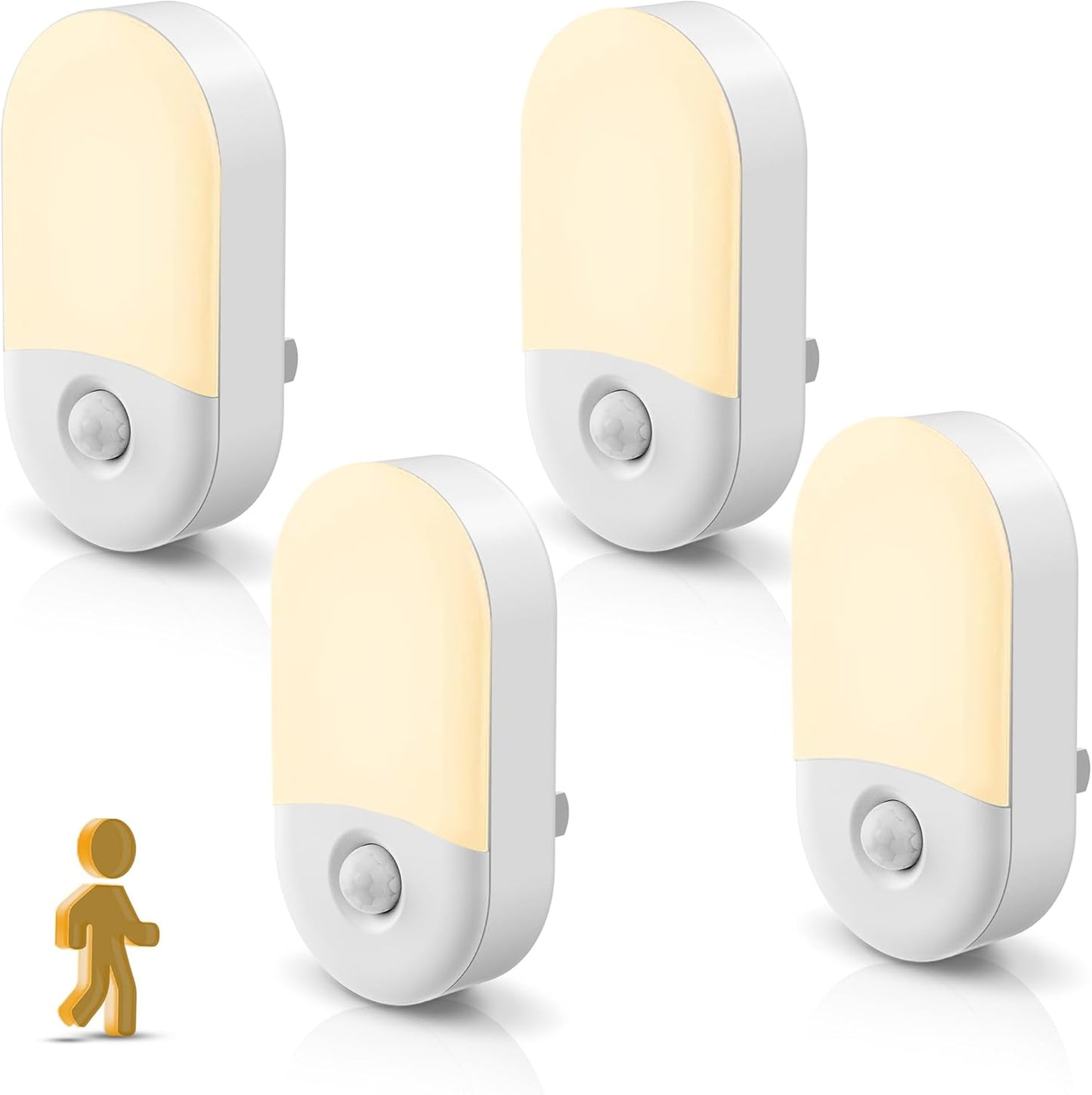 L LOHAS LED Motion Sensor Night Light, Motion Activated Night Light, 4Pack, 3000K Warm White, Night