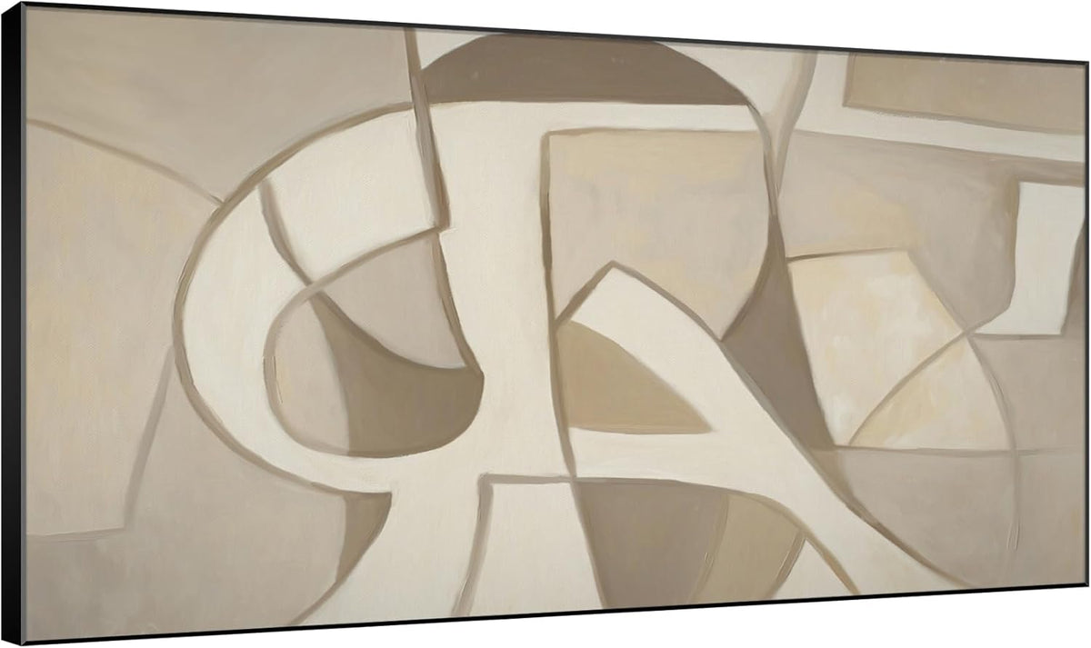 SIGNWIN 30"x60" Extra Large Framed Wall Art Neutral Abstract Geometric in Mid-Century Style