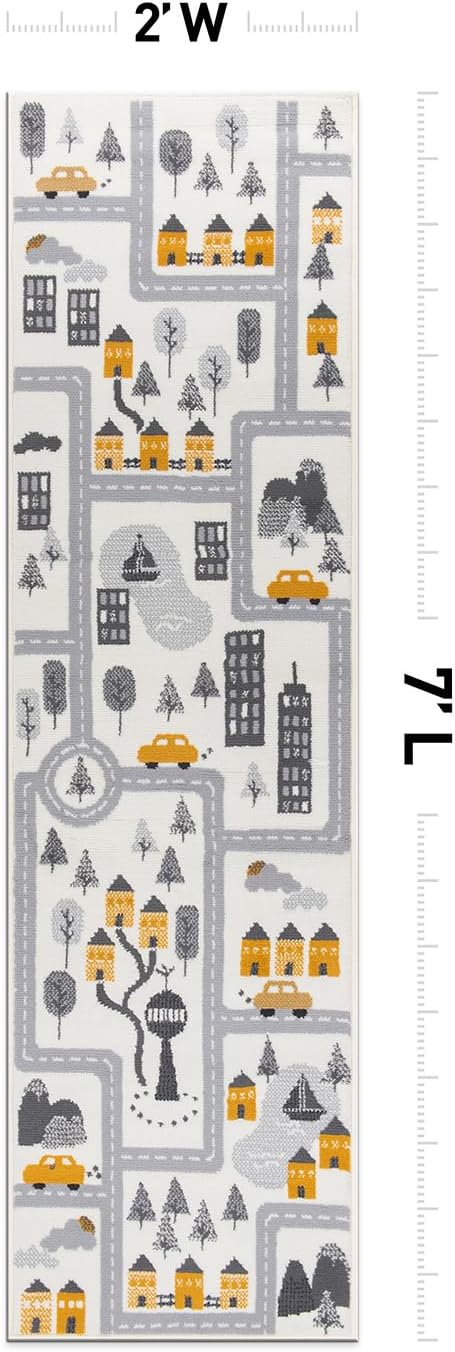Rugshop Kids Play Road Rug for Playroom,Kidsoom,Nursery Room Interactive Cityscape for Cars and