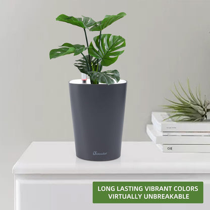 Dexceder 6x7 Self Watering Planter Indoor Outdoor, Matte Table Flower Plant Pot with Water Level