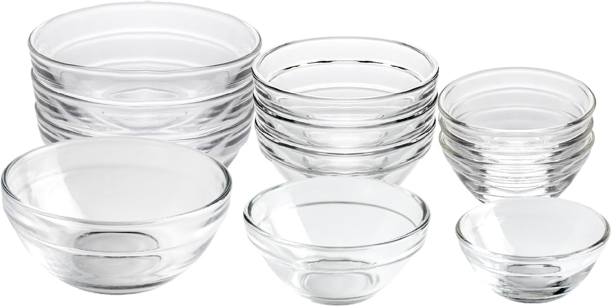 HillSpring 3 Sizes of Glass Prep Bowl Sets, Clear Small Pinch Bowls for Salt, Spices and Chopped