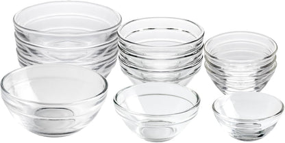 HillSpring 3 Sizes of Glass Prep Bowl Sets, Clear Small Pinch Bowls for Salt, Spices and Chopped
