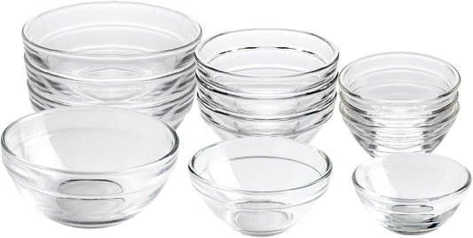 HillSpring 3 Sizes of Glass Prep Bowl Sets, Clear Small Pinch Bowls for Salt, Spices and Chopped