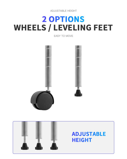 BestOffice | 5-Tier Garage Shelving with Wheels | 14" x 30" x 60" | Chrome