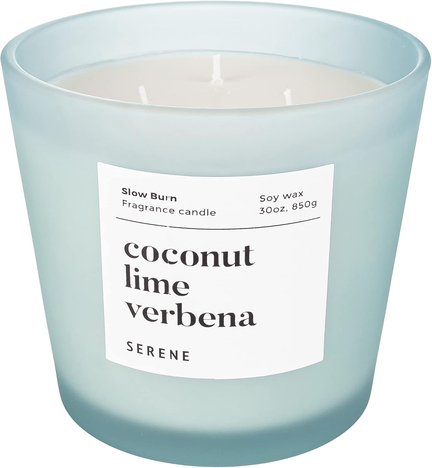 Hidden Label Large Scented Candle, Coconut Lime Verbena, 30oz 3 Wick Huge Candle, Serene Collection